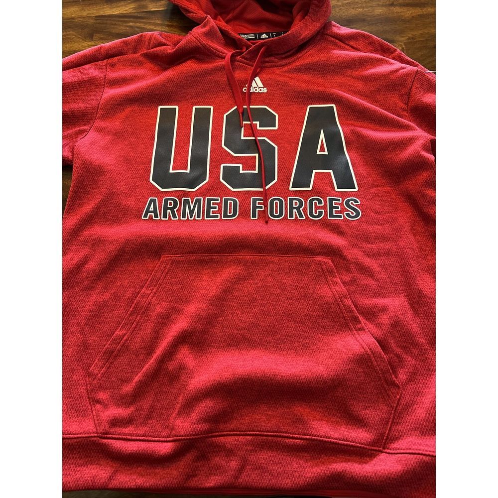 USA Armed Forces Mens‎ Large Hoodie Sweatshirt Red